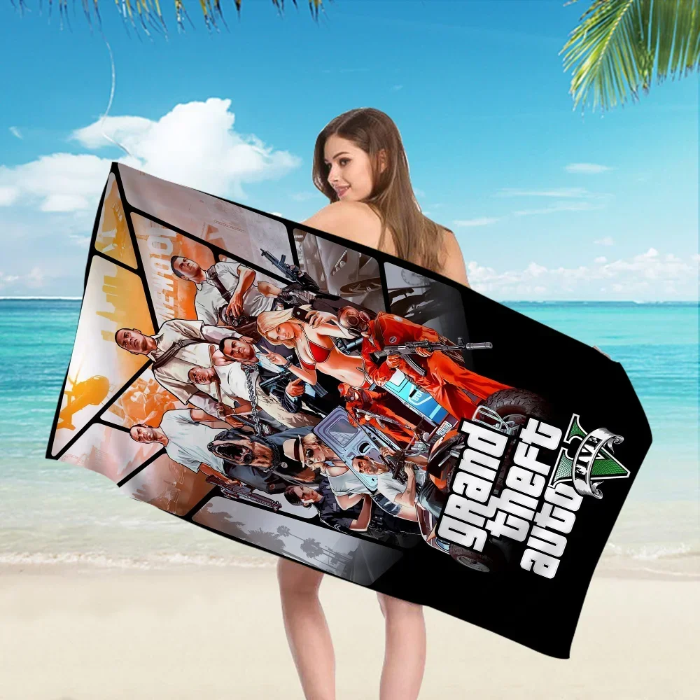 G-GTA 5 G-Grand Theft A-Auto Video Game Microfiber Beach Towel Quick Dry Soft Yoga Swimming Resort Mountain Climbing Towel 6
