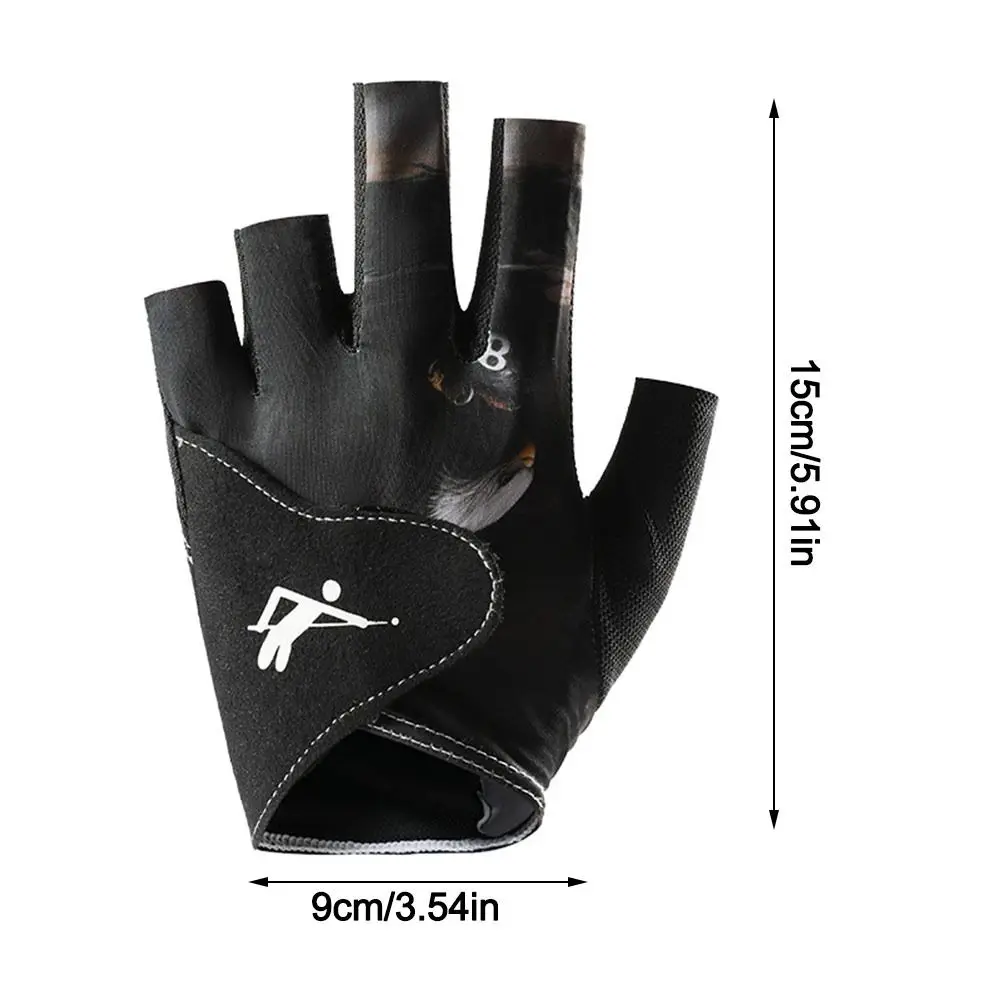 Billiards Glove Left Hand Half Finger Snooker Billiard Glove Non Slip Stickers Elastic Billiard Training Gloves Accessories