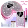 96W Rechargeable Nail LED UV Lamp And 35000RPM Nail Drill Machine with Diamonds Heart-Shaped Design for Manicure Polishing Dryer 1