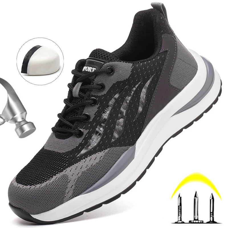 

Protective Shoes Men Safety Boots Composite Toe Anti-smash Work Shoes Men Puncture-Proof Security Sneakers Indestructible Shoes