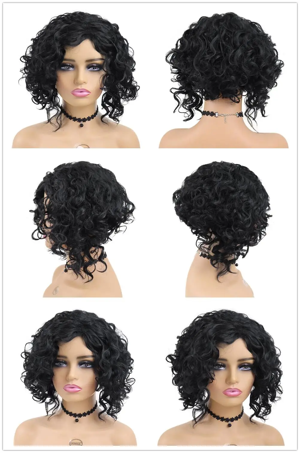 GNIMEGIL Synthetic Female Wig Blonde Natural Short Curly Hair Replacement Wig Mix Color Mommy Wig Cheap Sale Free Part Hairline