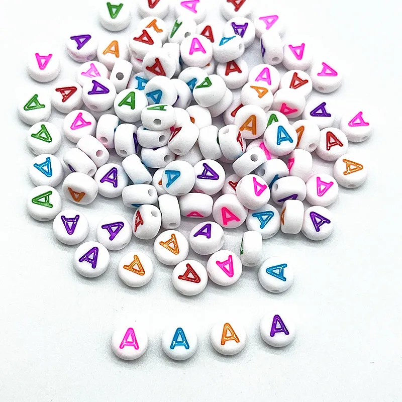 100 бр. 7 мм 26 цветни мъниста с букви Азбука с букви Талисмани Форма мъниста за изработка на бижута Направи си сам ръчно изработени аксесоари за гривни