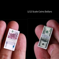 1/12 Scale Coins Dollars Euro Money Scene Accessories Toys for dollhouse Mini Miniature Model Miniature Accessories 1