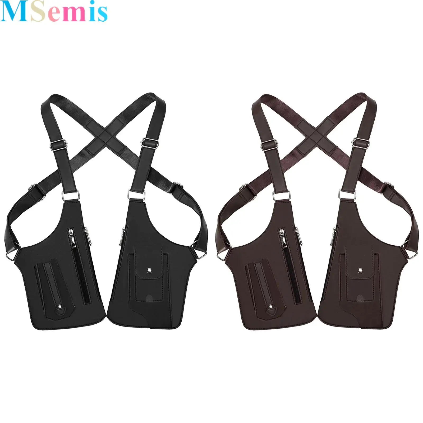 1Pcs 더블 어깨 겨드랑이 가방 남성용 조절 가능한 어깨 스트랩 가방 멀티 포켓 야외 스포츠 가방