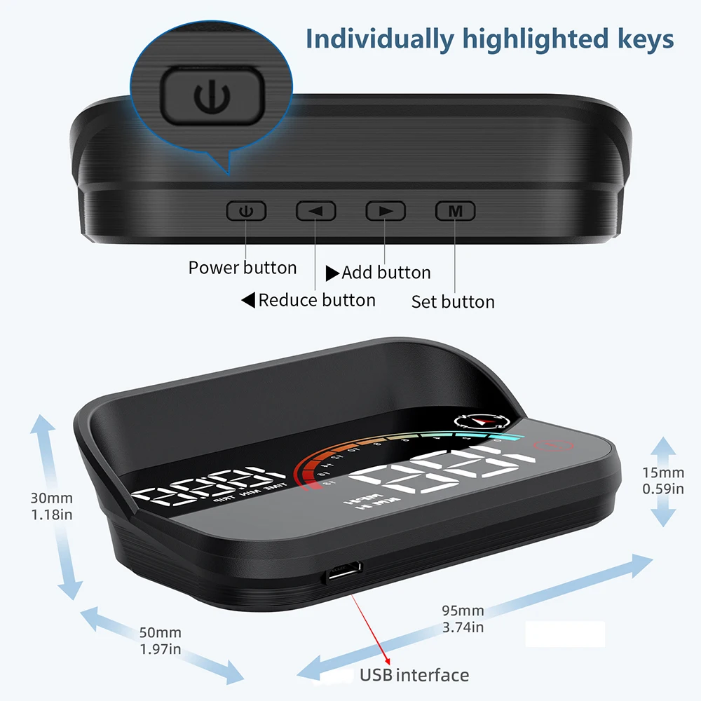 KINLANAO M22 HUD GPS Head Up Display Speed Windshield Projector Speedometer Alarm Travel distance Electronic Accesso head up display