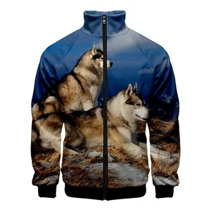 New 3D Cute Husky Printed Jacket For Men Winter Animal Dog Graphic Jackets Kid Fashion Funny Streetwear Clothing Vintage Clothes