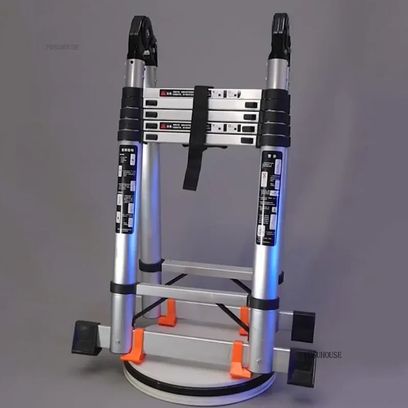 두꺼운 다기능 텔레스코픽 사다리 가정용 접이식 알루미늄 합금 사다리 사다리형 계단 엔지니어링 사다리