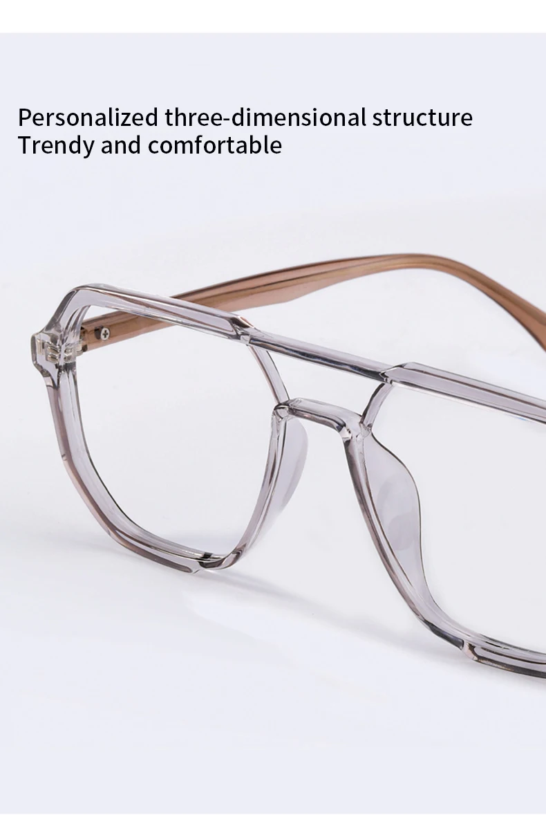 Herrenmode, großer Rahmen, Brillengestell, vielseitig, Aviator, Doppelstrahl, kein Ddiopter, heißer Verkauf, Myopie, verschreibungspflichtige Brillen 7246 – Detail 2