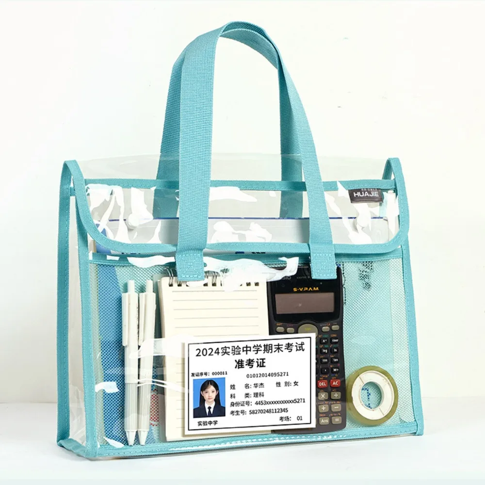 PVC 투명 파일 가방, 다기능 테스트 핸드백, 휴대용 두꺼운 데이터 보관 가방, 학교 사무용품, 신제품
