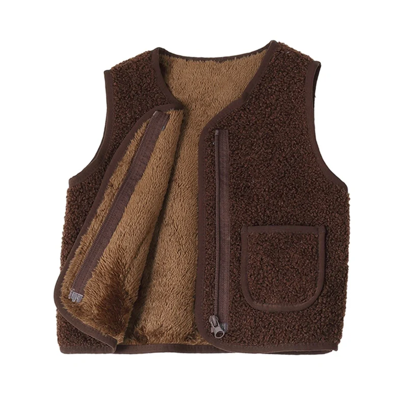 Children Vest Little Girls Boys Fleece Vest Outerwear Lightweight Solid Cute Fall Winter Jacket Clothes with Pockets