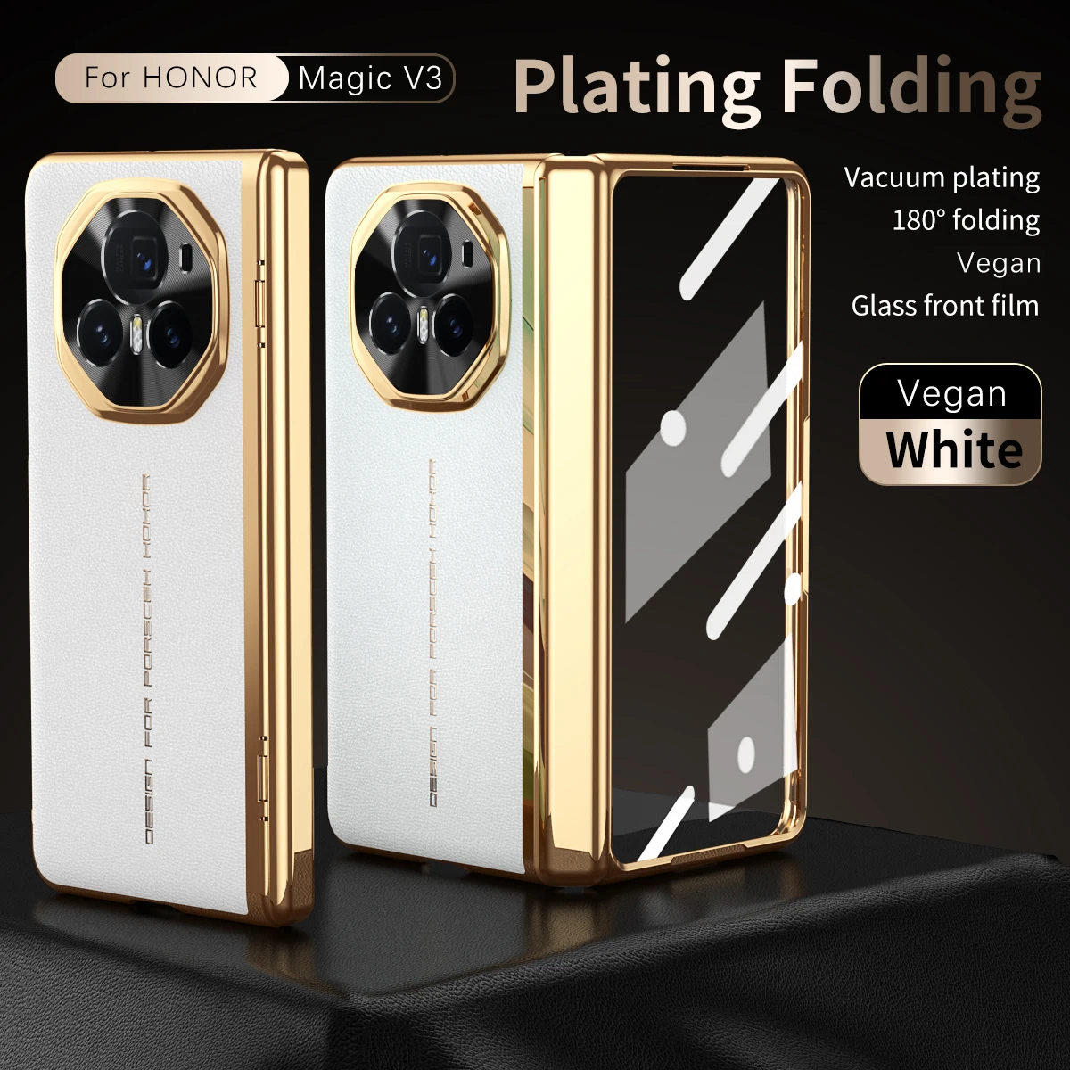 Luxury Electroplated Leather Flip Case - Shockproof 360° HD Cover