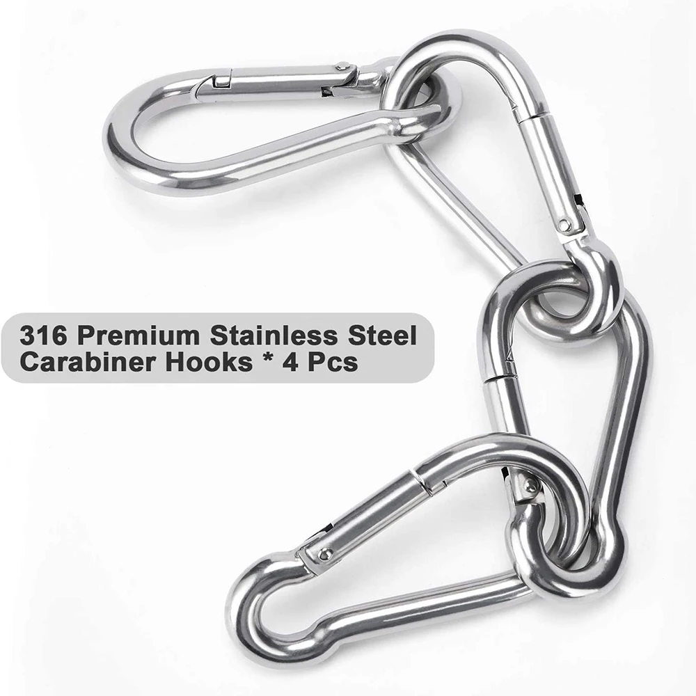 3 Inch Stainless Steel Spring Snap Hook Carabiner, 316 Stainless Steel Clips,  Small Carabiner Set of 4 Quick Link Snap Key Lock