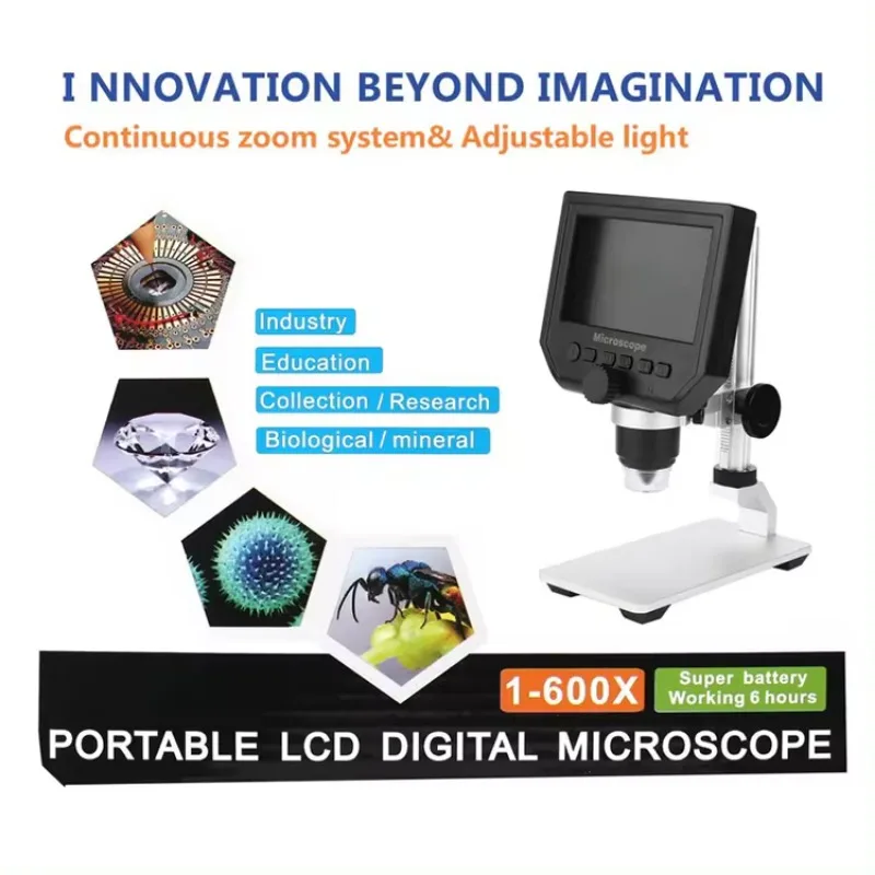 휴대용 LED PCB 휴대폰 포함 전자 디지털 비디오 현미경, 600X 현미경, 4.3 인치 LCD 디스플레이, 3.6MP