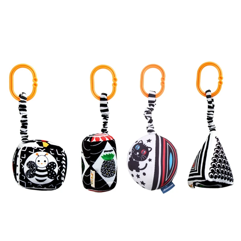 

Geometric Rattle Sensory Black and White Series Car for Seat Toys, Visual Development Car Hanging Plush Training DropShipping