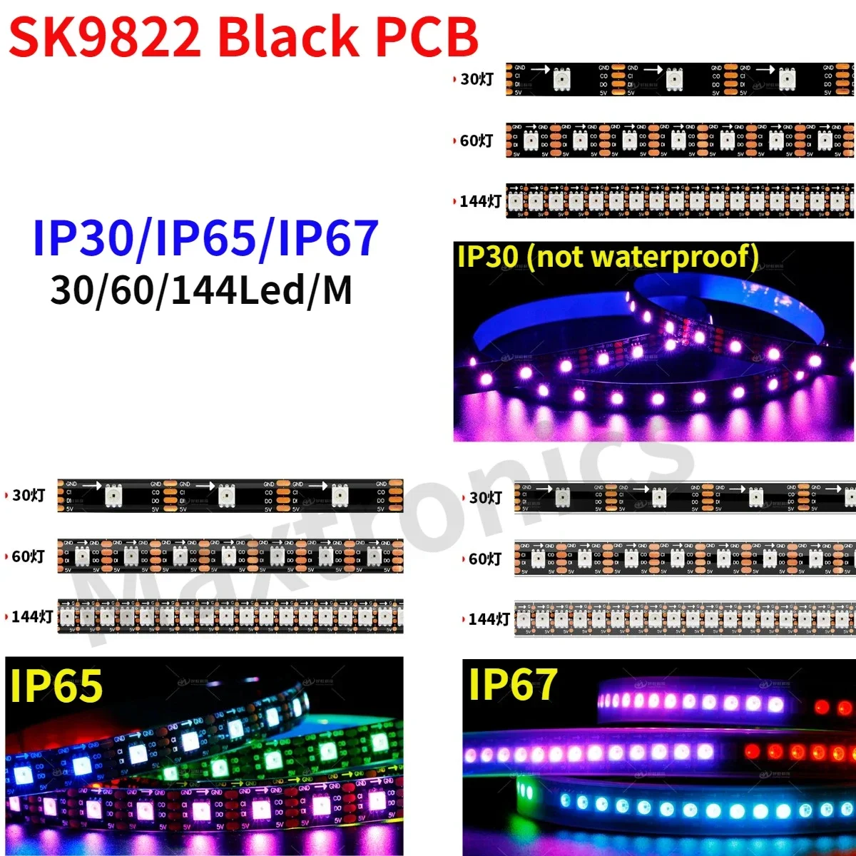 1M/3M/5M DC5V APA102 LED 픽셀 듀얼 신호 SK9822 LED 스트립 라이트 30/60/144leds/픽셀/m IP30/IP65/IP67 개별 주소 지정 가능