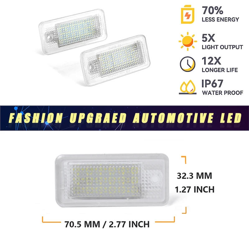 2x For Audi A3 8P A4 B6 B7 A5 A6 4F Q7 LED Licence Number Plate