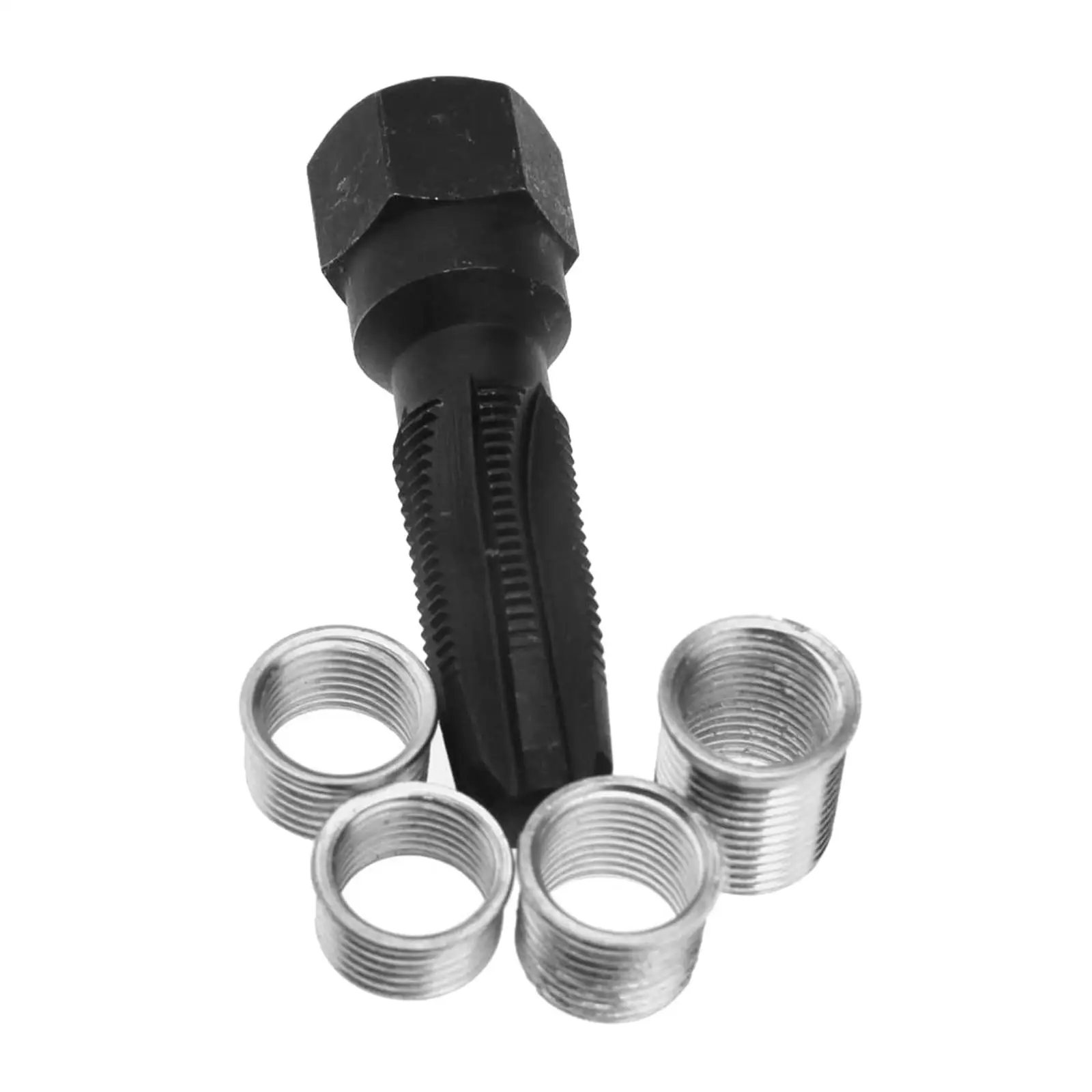 5pcs spark plug re thread tap tools with 4 sizes inserts rethreader m14 