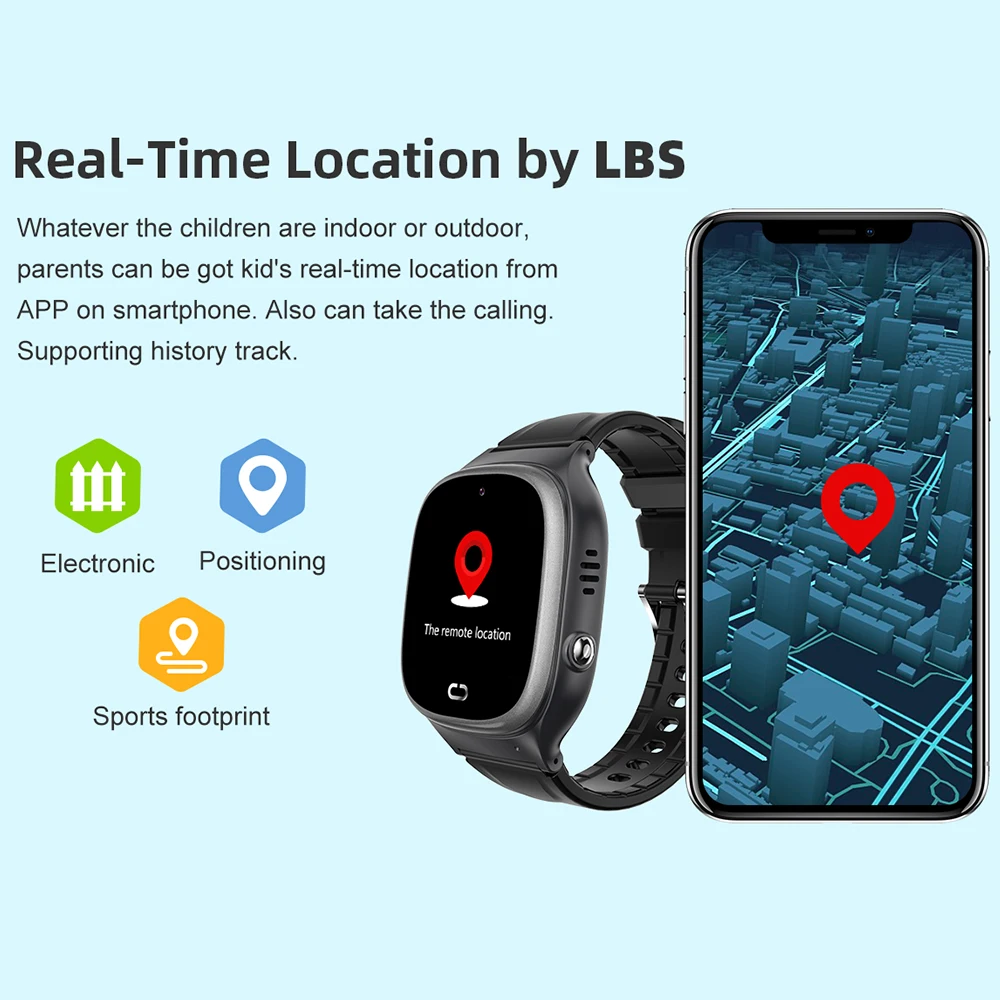 GPS Locator Watch Touch Screen IP67 Waterproof Black Tamper Proof