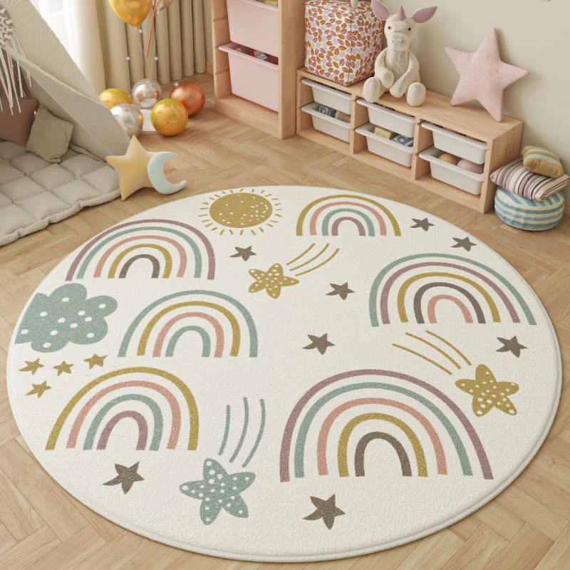 Cartoon Style Living Room Decoration Carpet Fluffy Soft Plush Rug Color Round Rugs for Bedroom Large Area Thick Lounge Floor Mat living room carpet
