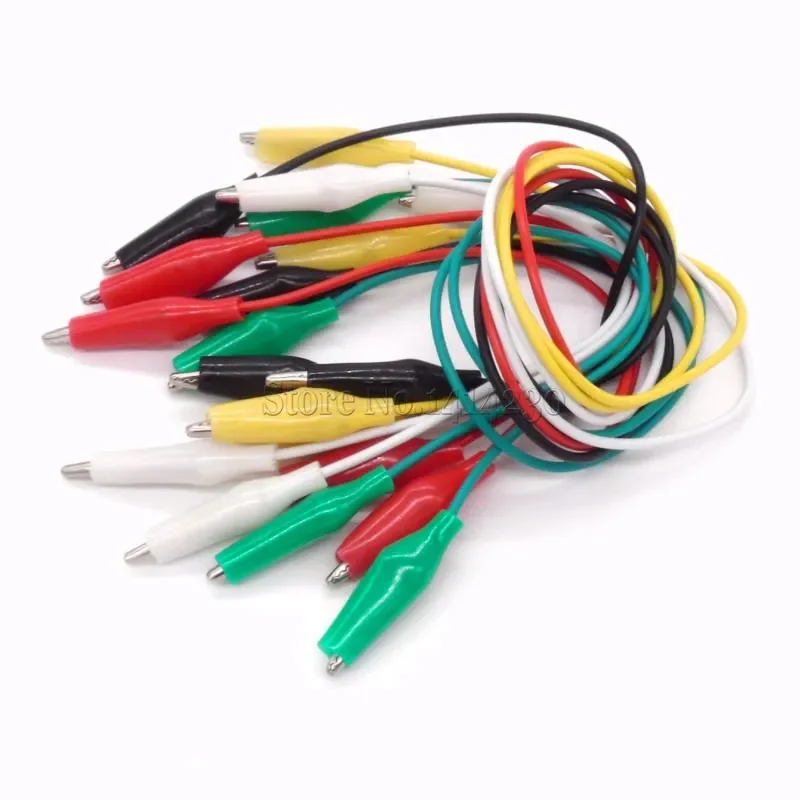 10Pcs 5 colors 30cm length double-ended alligator clips jumper wire mini test clips DIY test cable test folder test hook clip