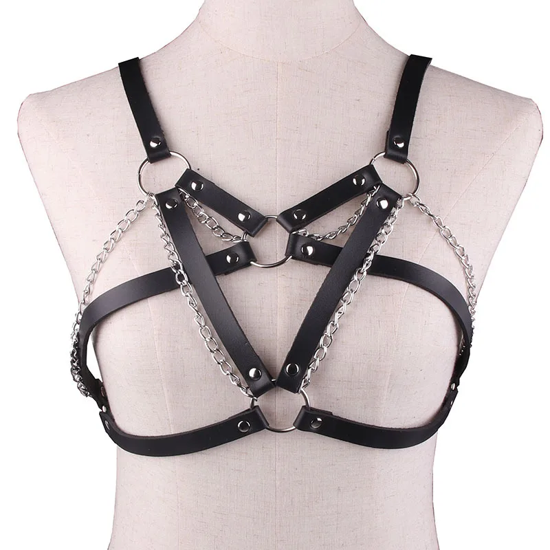 Gothic Bondage Harness Lingerie Aus Pu Leder Für Damen_voghion.com