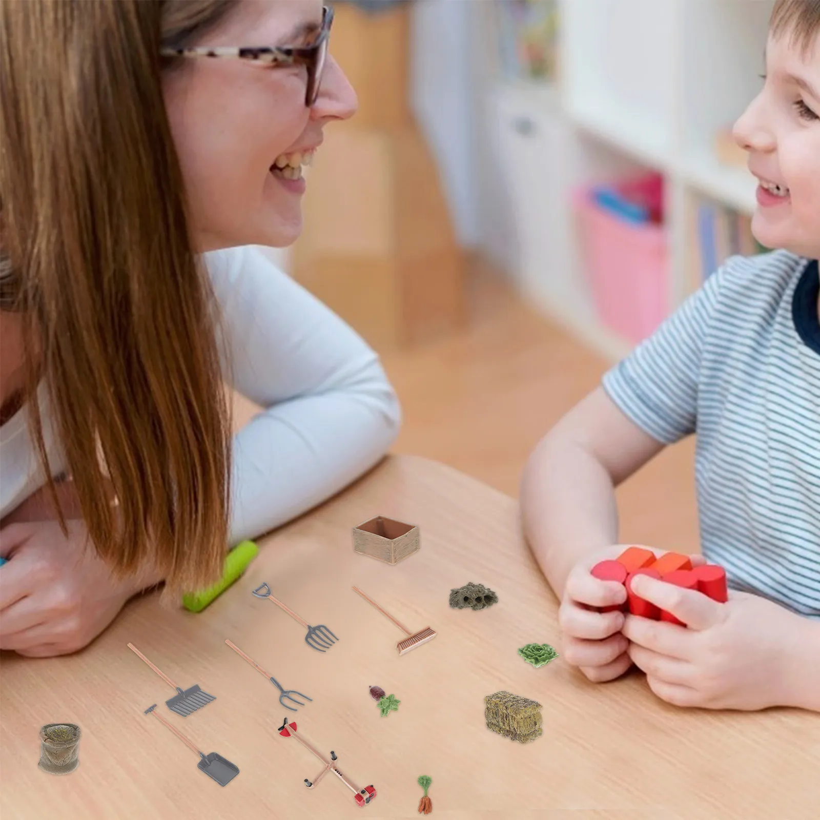 13종 섬세한 미니 농기구 세트, 사실적인 디자인의 미니 정원 장식, 어린이 실습 학습용, 고급 플라스틱 안전 창의 놀이