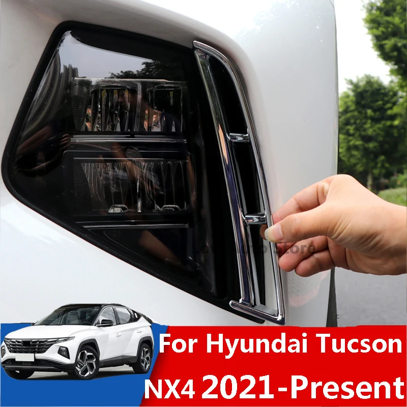 

For Hyundai Tucson NX4 2021 2022 Car Front Fog Lamp Frame Cover Headlight Air Inlet Cover Frame Trim Strip Protective Accessorie