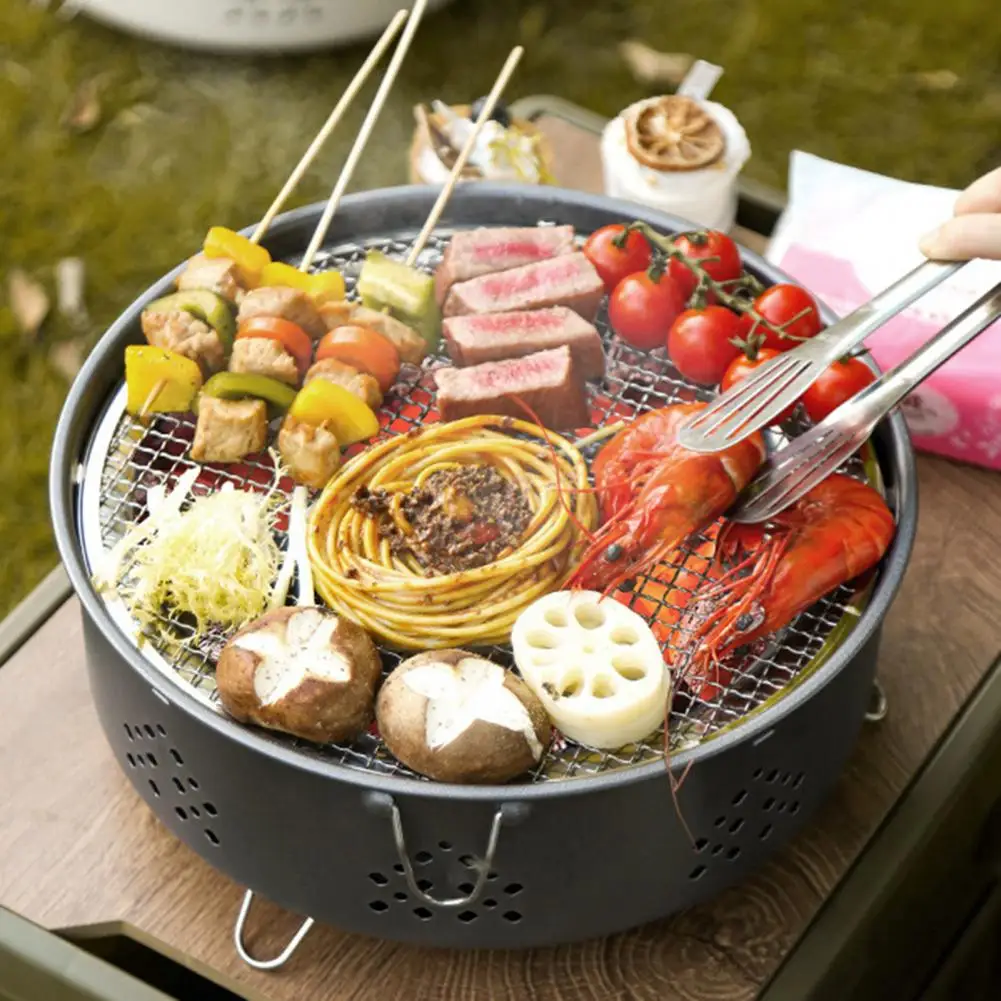 1 Set Barbecue Grill Lichtgewicht Draagbare Roestvrijstalen Kampvuur Grill Voor Kamperen Picknicks Outdoor Houtskoolgrills Outdoor Bbq