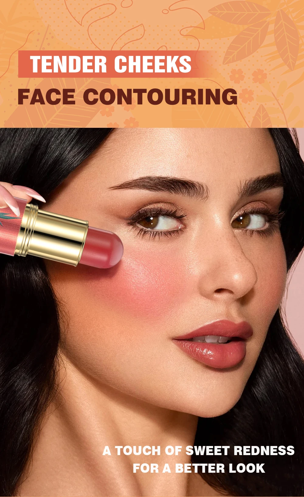 QIBEST 2 In 1 Multiuse Stick Double Headed Bronzer Blush For Cheeks Eyes Lips Long Lasting Matte Glow Makeup Contourining Stick