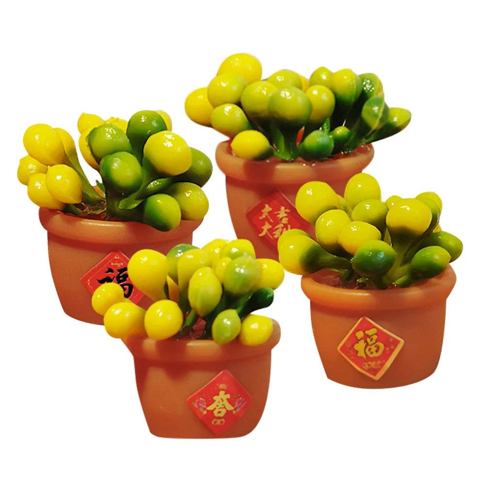 

4 Pcs Fruit Bowl Micro Landscape Potted Plants Models Resin Garden Landscaping Ornament