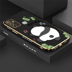 Silicone Plating Cover with Cute Panda Print for OPPO A35 2021 (Black-562W)