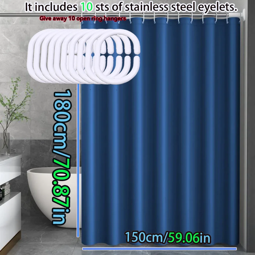 Navy Blue Modern Waterproof Shower Curtain