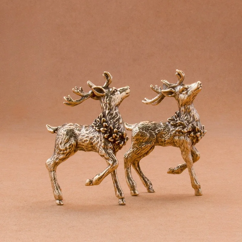 Figurines & Miniatures Decoration Crafts Delicate Brass Deer Miniature Figurines Trio Tabletop Deer Statue Collection