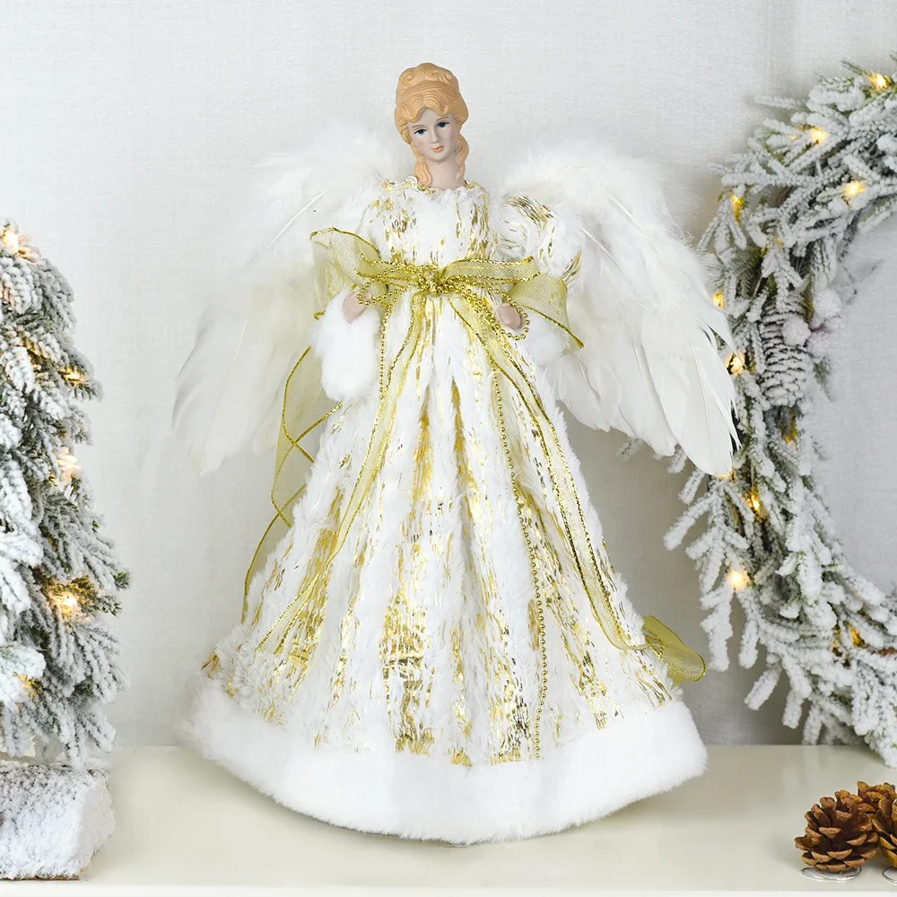 Standing Treetop Figurine Angel In  Gown Home Table Decoration Room Decor Statue Home Accessories Desk Decor