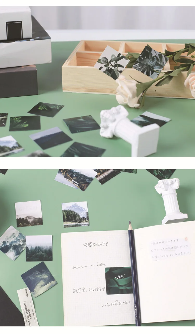 46pcs Misty Forest Decorative Stickers Scrapbooking Labels Diary Stationery Album Phone Ins Scenery Journal Planner Accessories