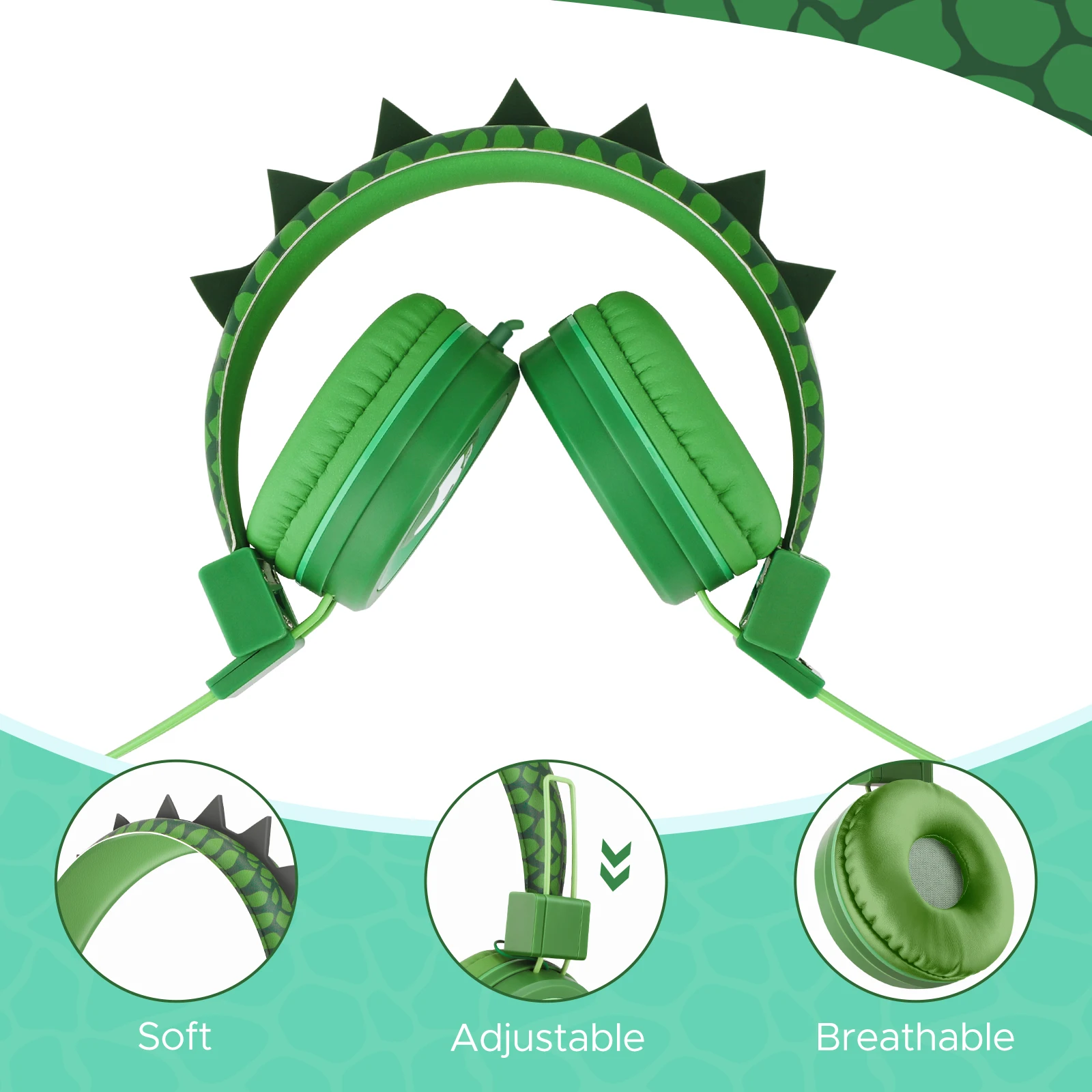 Kids Dinosaur Headphones Childrens Cute Wired for School Boys  with Microphone and 85dB Volume Limit for iPad/Kindle/Fire Tablet