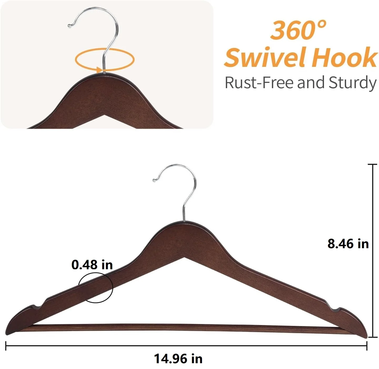 Vintage Walnut Wooden Coat Hangers 6