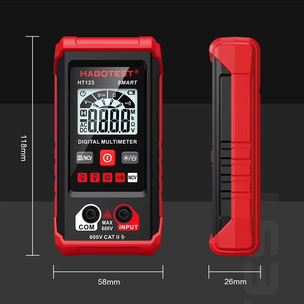HABOTEST HT123 Digital AC/DC Voltage Resistance Continuity Measurement Tester NCV Voltmeter