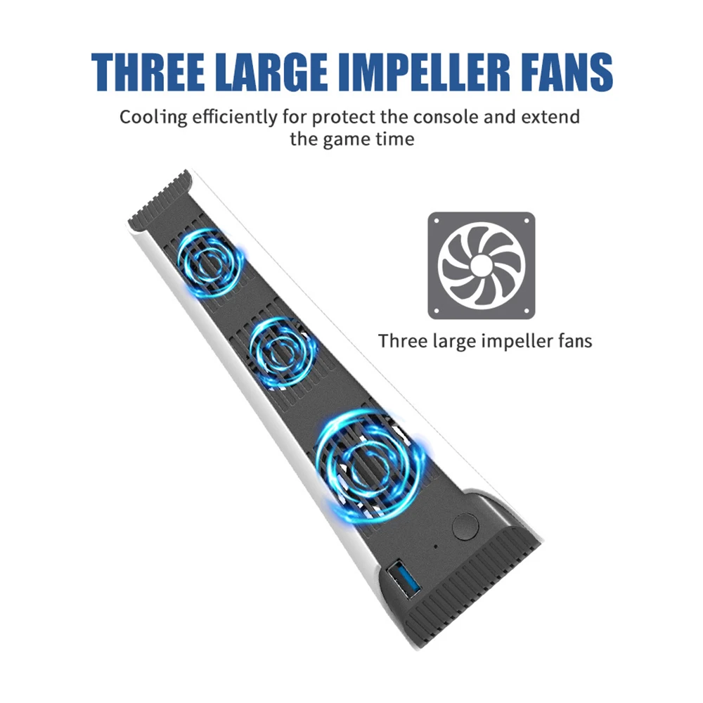 For PS5 Console Cooling Fans External Cooling Fan 3 Silent Fan Vertical Cooling Stand For Playstation5