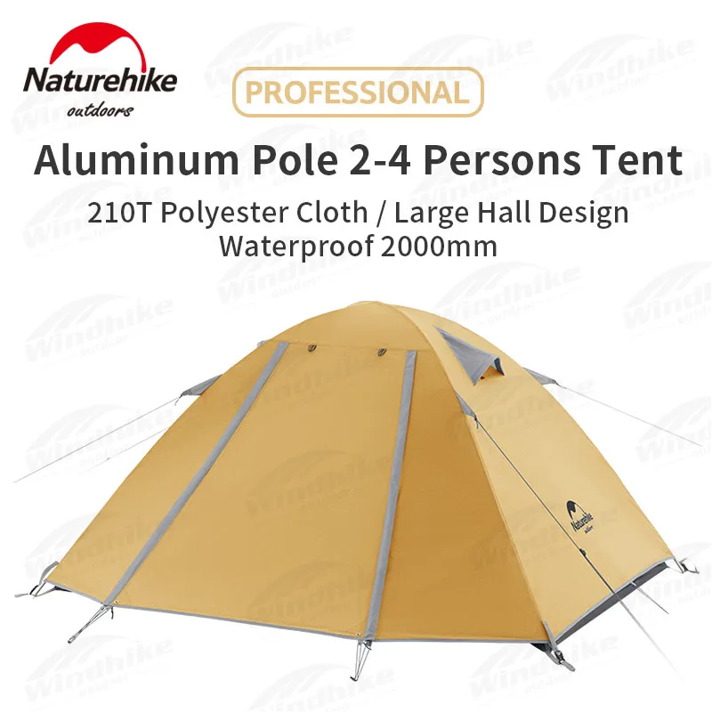 Naturehike outdoor 2-4 Person Camping Tent Ultralight 2.1kg Portable Hiking Travel family tent Waterproof P2000 UPF50+