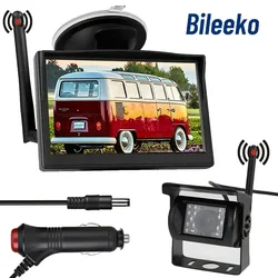 5" Car Wireless Reversing Camera Monitor with Dual Mounts Rear View Kit Reverse 12V 24V For Car SUV Caravan Truck Van