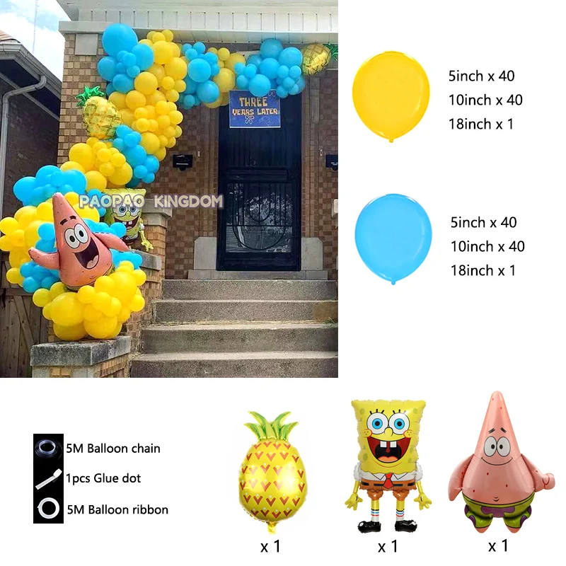 Spongebob Geburtstag Party Dekoration Spongebob Luftballons Einweg Geschirr Teller Serviette Hintergrund für Kinder Party Supplies – Detail 10