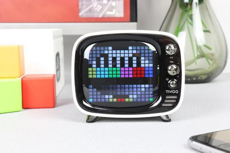 

Беспроводной Bluetooth-динамик Divoom TIVOO Pixel, белая модель Ретро ТВ, настольный мини-динамик, будильник