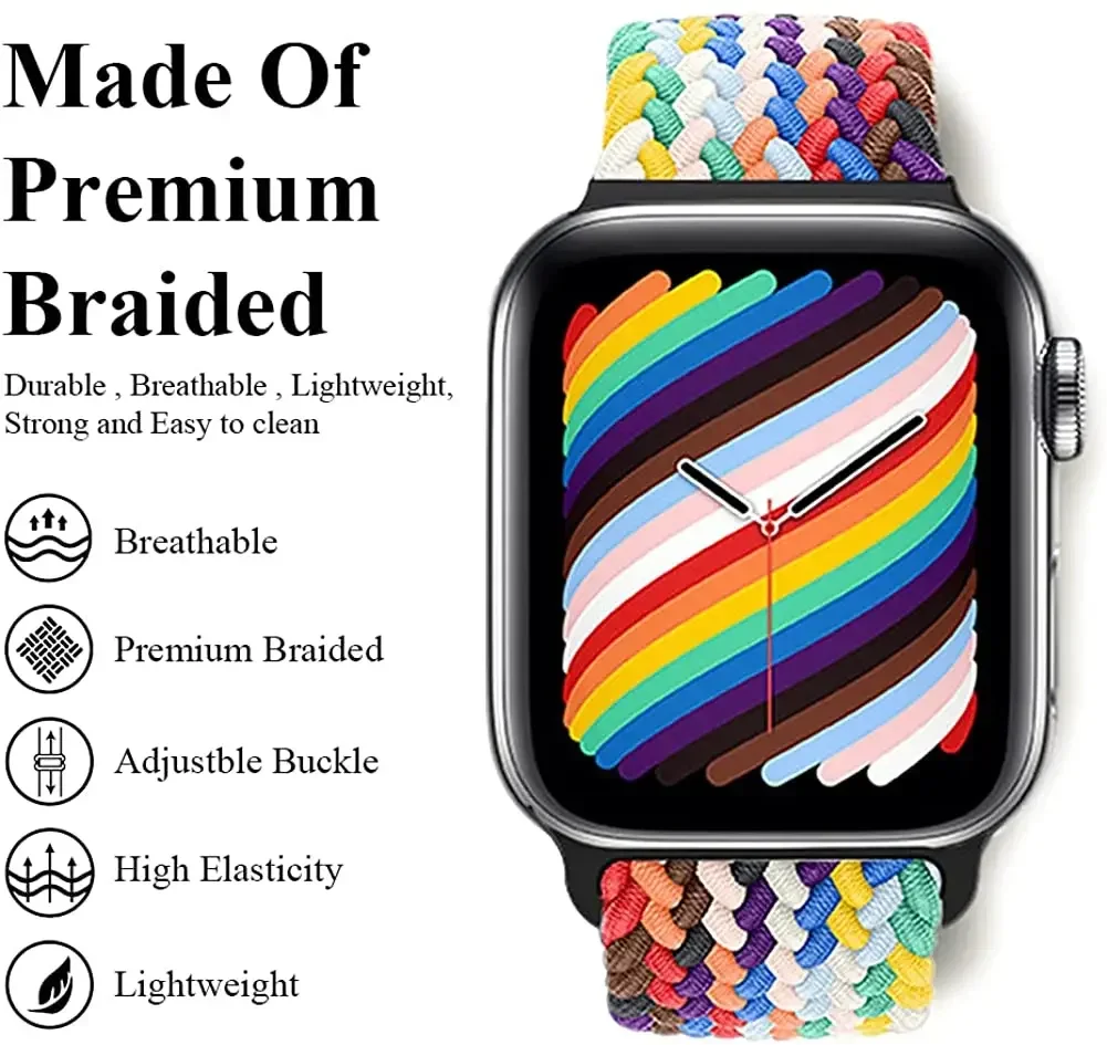 Adjustable Braided Nylon Elastic Watch Strap