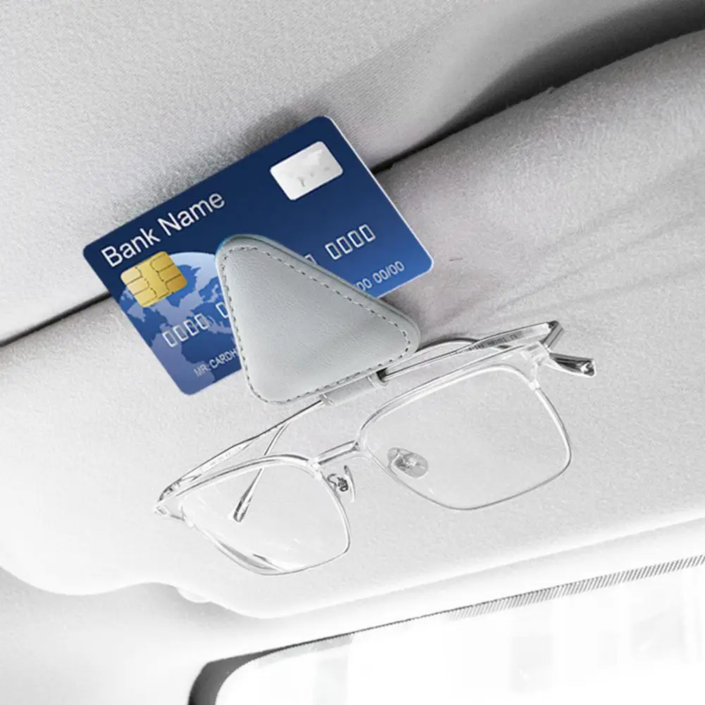 

Car Glasses Clip Magnetic Sunglasses Holder for Car Visor Secure Faux Leather Eyeglass Hanger Clip Sun Visor Accessories Easy