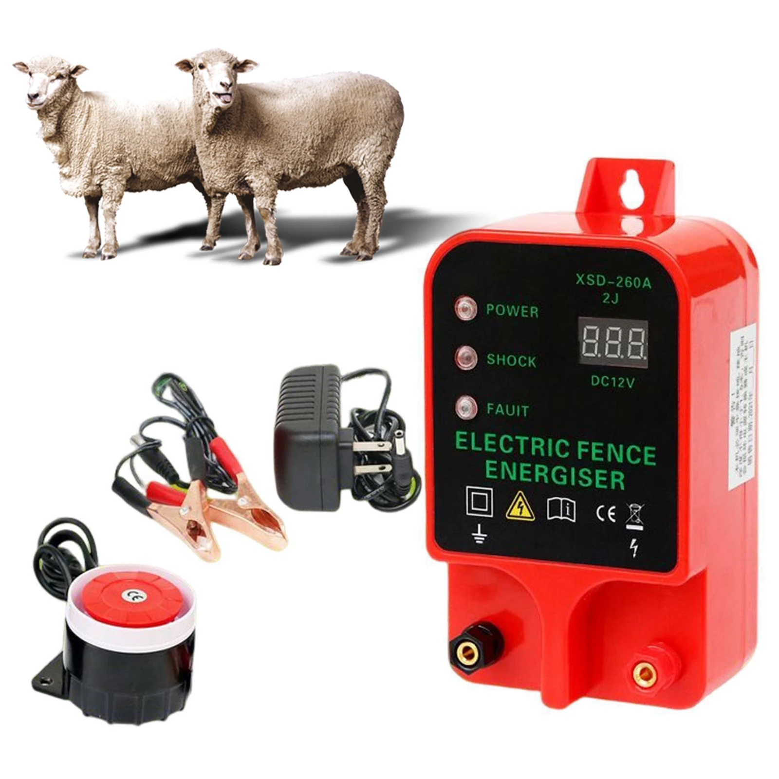 

Livestock High Voltage Pulse Waterproof 10KM Controller Electric Fence Energizer LCD Voltage Display High-decibel Alarm