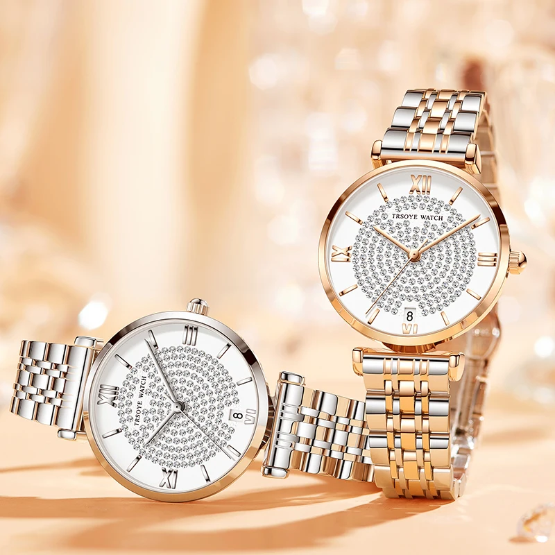 Ladies Watch Fashion Korean Version Of The Gypsophila Quartz Watch Female Waterproof Student Watch Ladies Clock With Diamonds