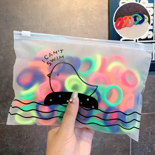 50pcs/100pcs/bag Hair Accessories Women Rubber Bands Scrunchies Elastic Hair Bands Girls Headband Decorations Ties Gum for Hair Fluorescent-50pcs