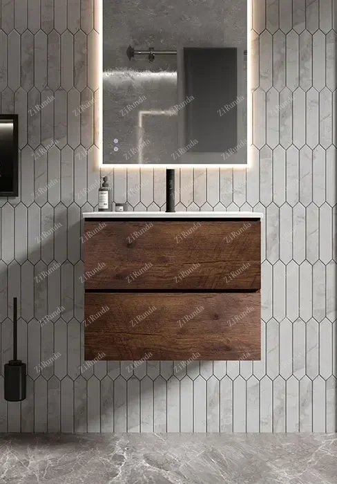 Bathroom vanity with washbasin, modern floating toilet set with double soft closure drawers, 24 inches