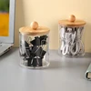 1 Pcs Cotton Swab Organizer Storage Bamboo Cover Acrylic Round Organizer Makeup Storage Box Container Organizadores 6
